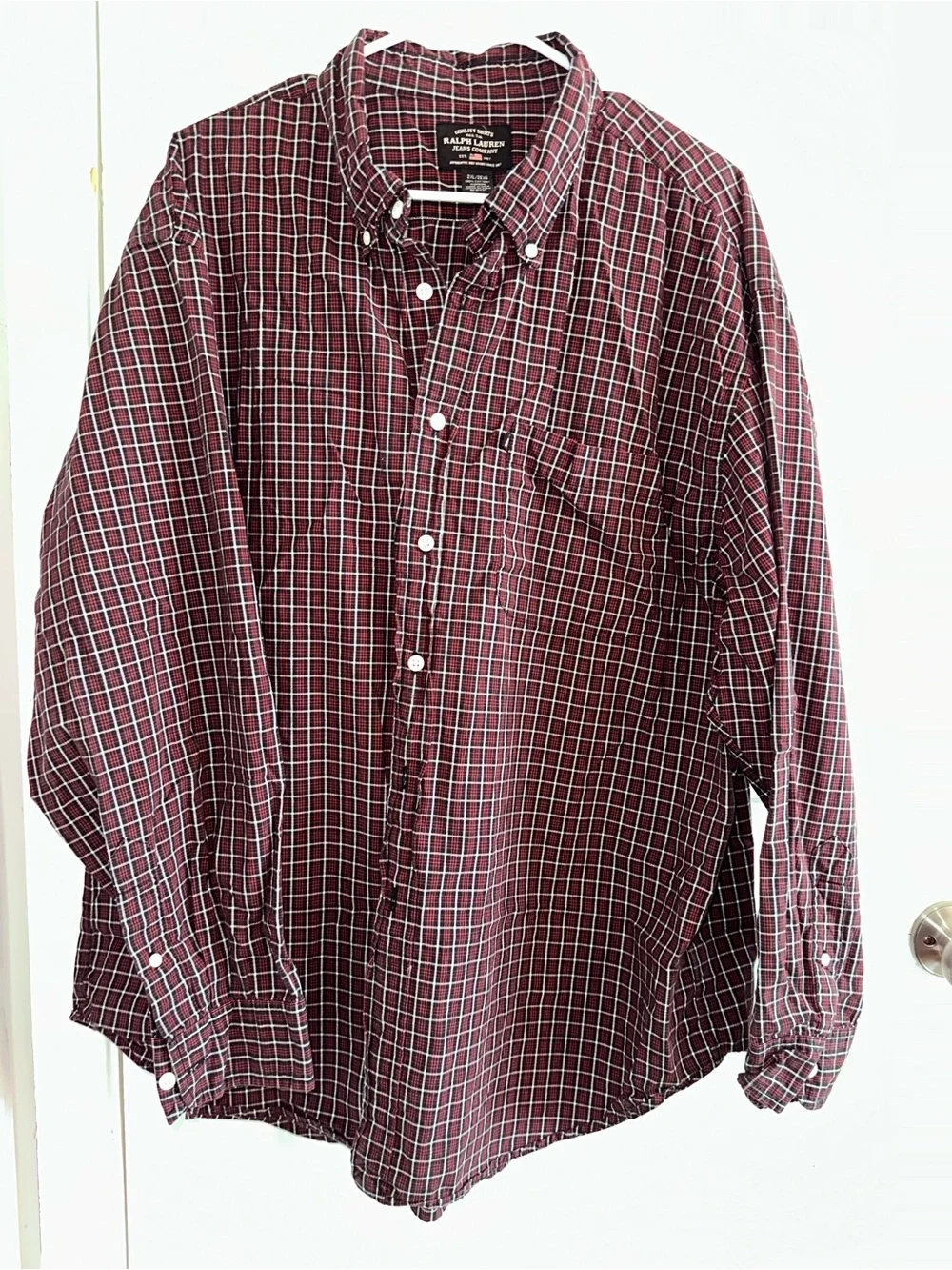 Polo by Ralph Lauren Men's Burgundy Windowpane Button-Down Shirt